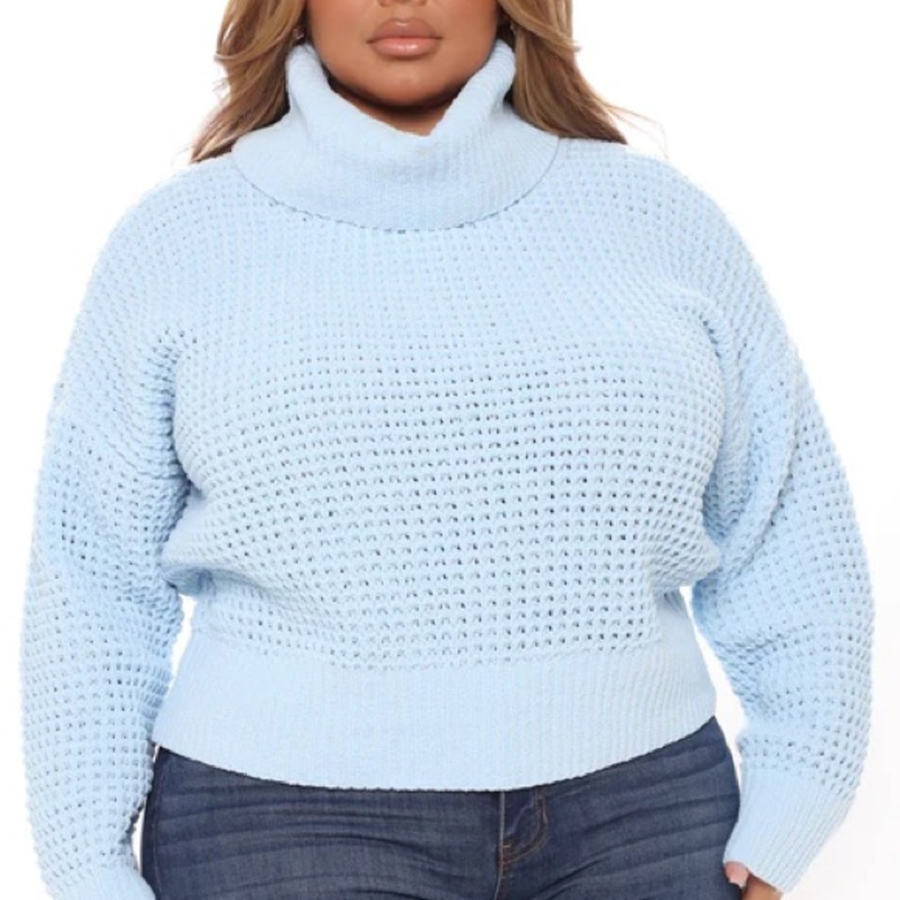 Women's Light Blue Turtleneck Sweater Size XL